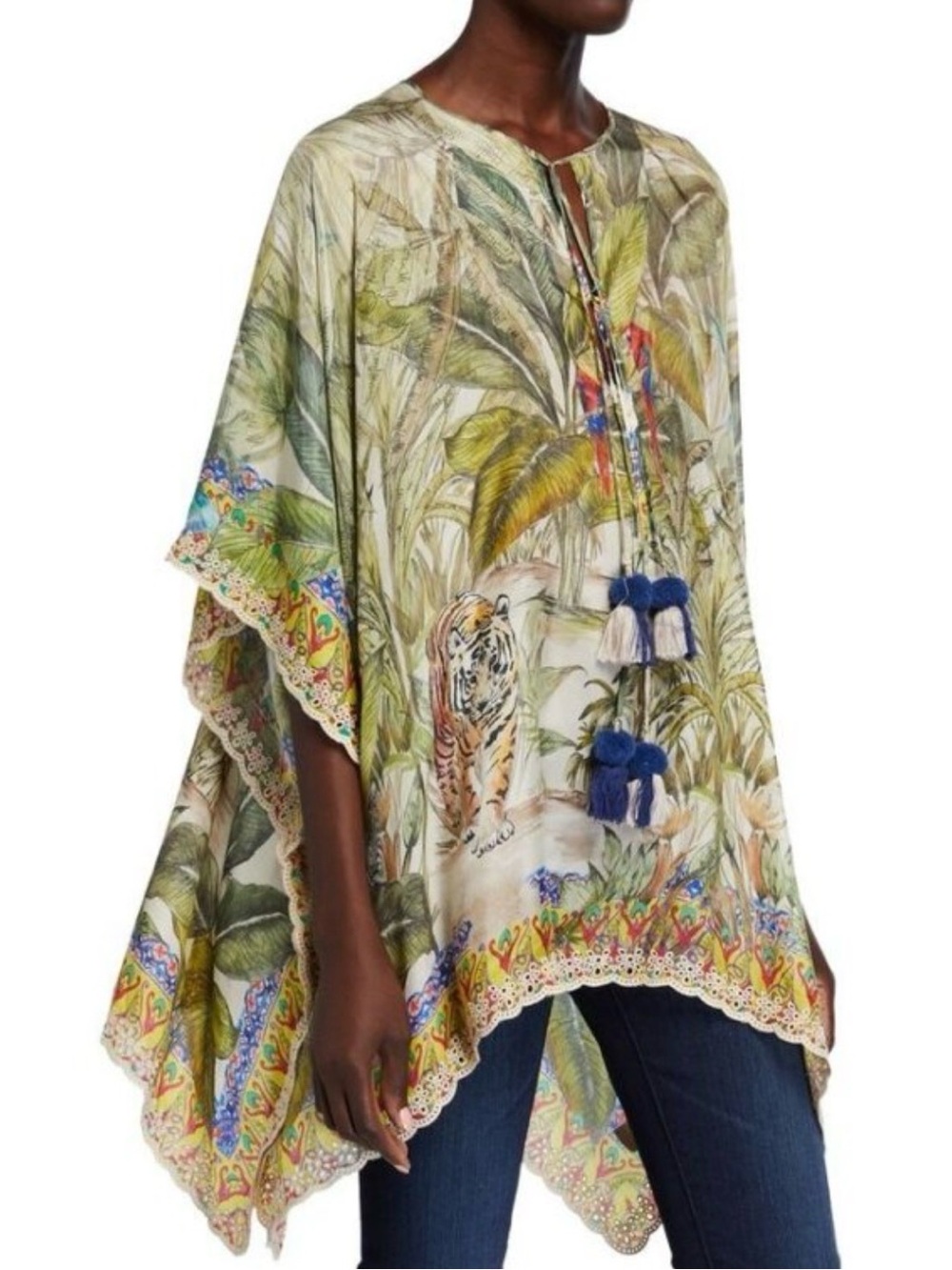 Johnny Was Exotic print Silk Tunic